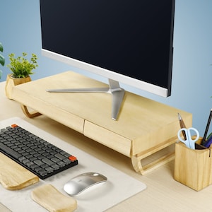 Monitor stand riser | Desk monitor riser | Computer monitor riser | iMac Stands | Wooden Shelf | Laptop Stand | Perfect Gift