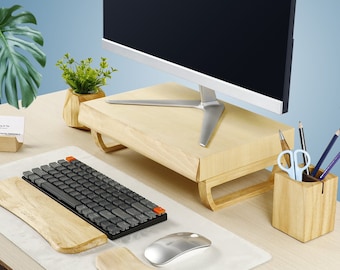 Single Wooden Monitor Stand with Drawers | Support for iMac | Wooden shelf | Laptop stand | Perfect gift