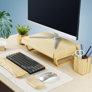 Single Wooden Monitor Stand with Drawers | Support for iMac | Wooden shelf | Laptop stand | Perfect gift
