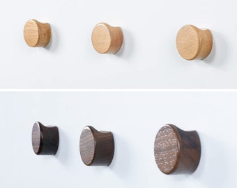 WALL HOOKS x3 in self-adhesive magnetic wood for jackets, coats, hats, key rings and bags.