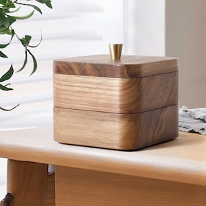 Solid Walnut Jewelry Box - Elegant & Eco-Friendly Wooden Storage with Lid - Handcrafted for Office, Bathroom, Bedroom - Craftkitties