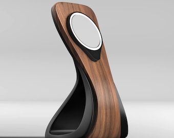 Houten en hars iPhone-oplaadstandaard | Elegant MagSafe-laadstation | Draadloze oplader voor iPhone 12, 13, 14, 15