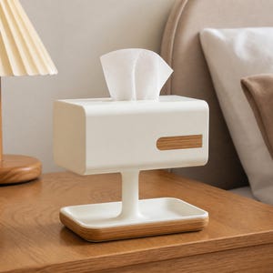 Vertical Tissue Box Organizer, Table and Nightstand Storage