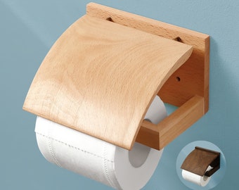 PORTE-PAPIER TOILETTE étagère en bois rouleau wc - Dérouleur de papier toilette  - Wc - salle de bain murale - Décoration d'intérieur