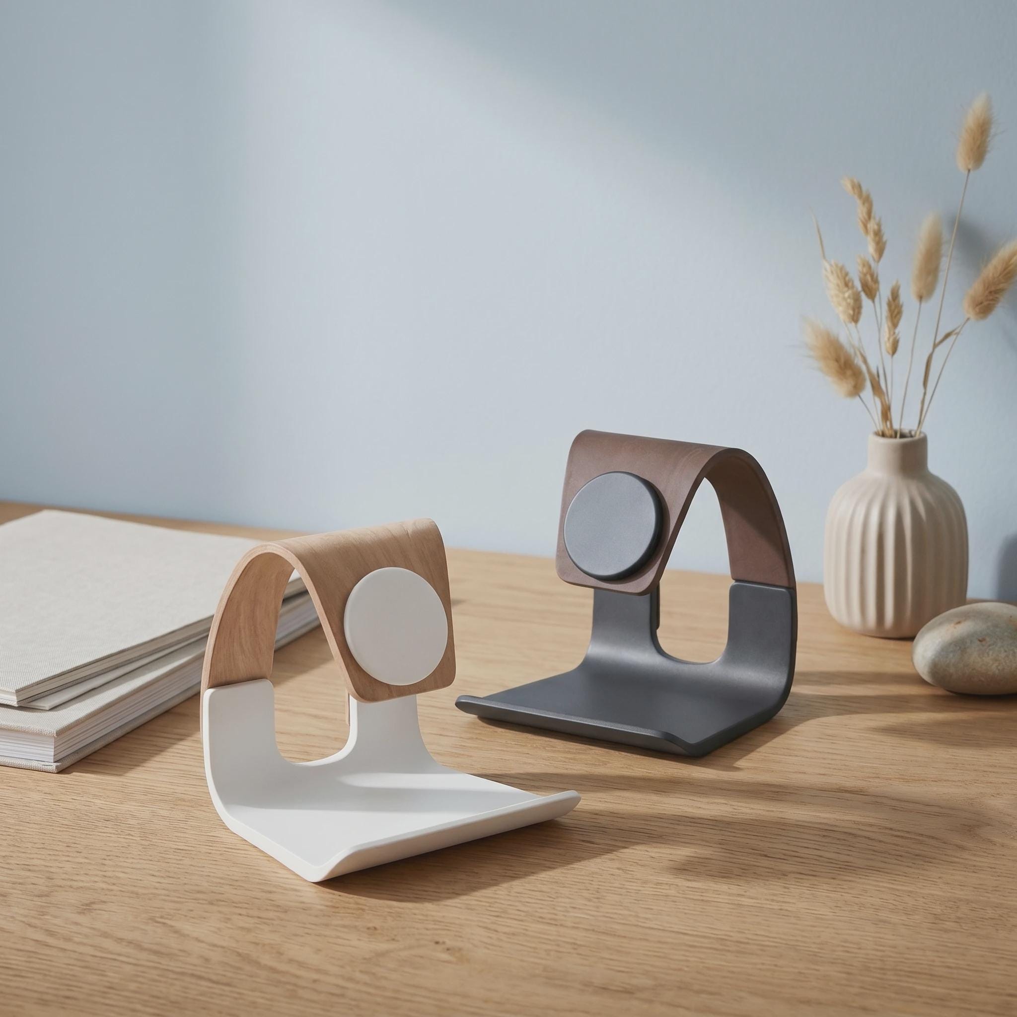 MagSafe Wireless Charger Stand for iPhone Sculpted Wood-Look Phone Charging Stand Minimalist Desk Decor Walnut or Ash Finish Gift