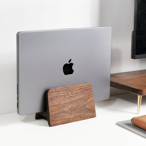 Soporte vertical para ordenador portátil Negro nogal madera Laptop Holder  para MacBook Accesorios de oficina de madera -  España