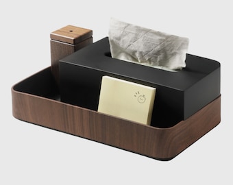 Wooden style tissue box, New elegant model with storage space - Kleenex box with storage for office, bedroom, living room