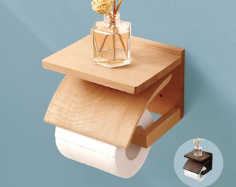 TOILET PAPER HOLDER wooden shelf toilet roll - Toilet paper dispenser - Wc - bathroom wall - Interior decoration