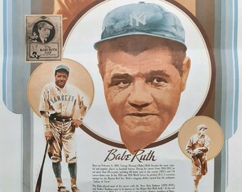 Babe Ruth, The Coca Cola Company, Three of Four Baseball Greats, Vintage 24x18 Poster