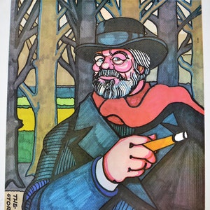 Ferdie Pacheco &quot;The Story Teller&quot; Orson Welles, Signed Print 20x16 1980