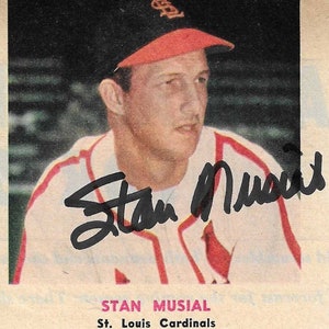 Stan Musial, Hall of Fame, Signed 3x3 Original Sport Magazine Clip 1952