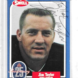 Jim Taylor, Salón de la Fama, Tarjeta Swell Greats n.° 113 firmada en 1988, PSA/DNA certificado