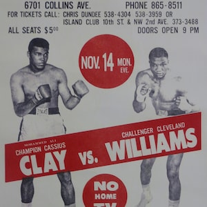 Cassius Clay vs. Cleveland Williams, 1966 Boxing CCTV 17x11 Original Advertising Sheet