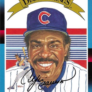 Andre Dawson, Hall of Fame, ondertekend 5x7 Donruss Diamond Kings-kaart nummer 9, 1987
