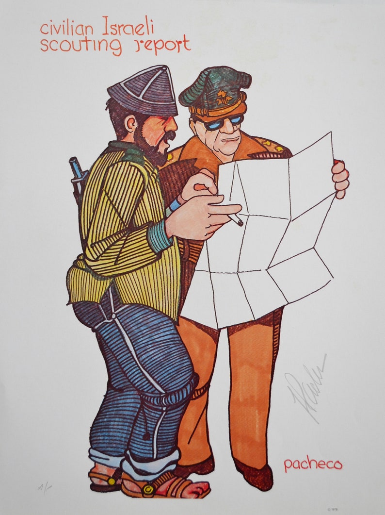 Ferdie Pacheco Civilian Israeli Scouting Report Signed 20x16 Print 1978 image 1