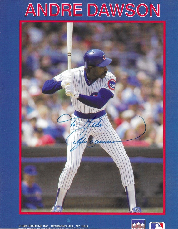 Andre Dawson, Hall of Fame, Signed 7.5x9.75 Starline Card
