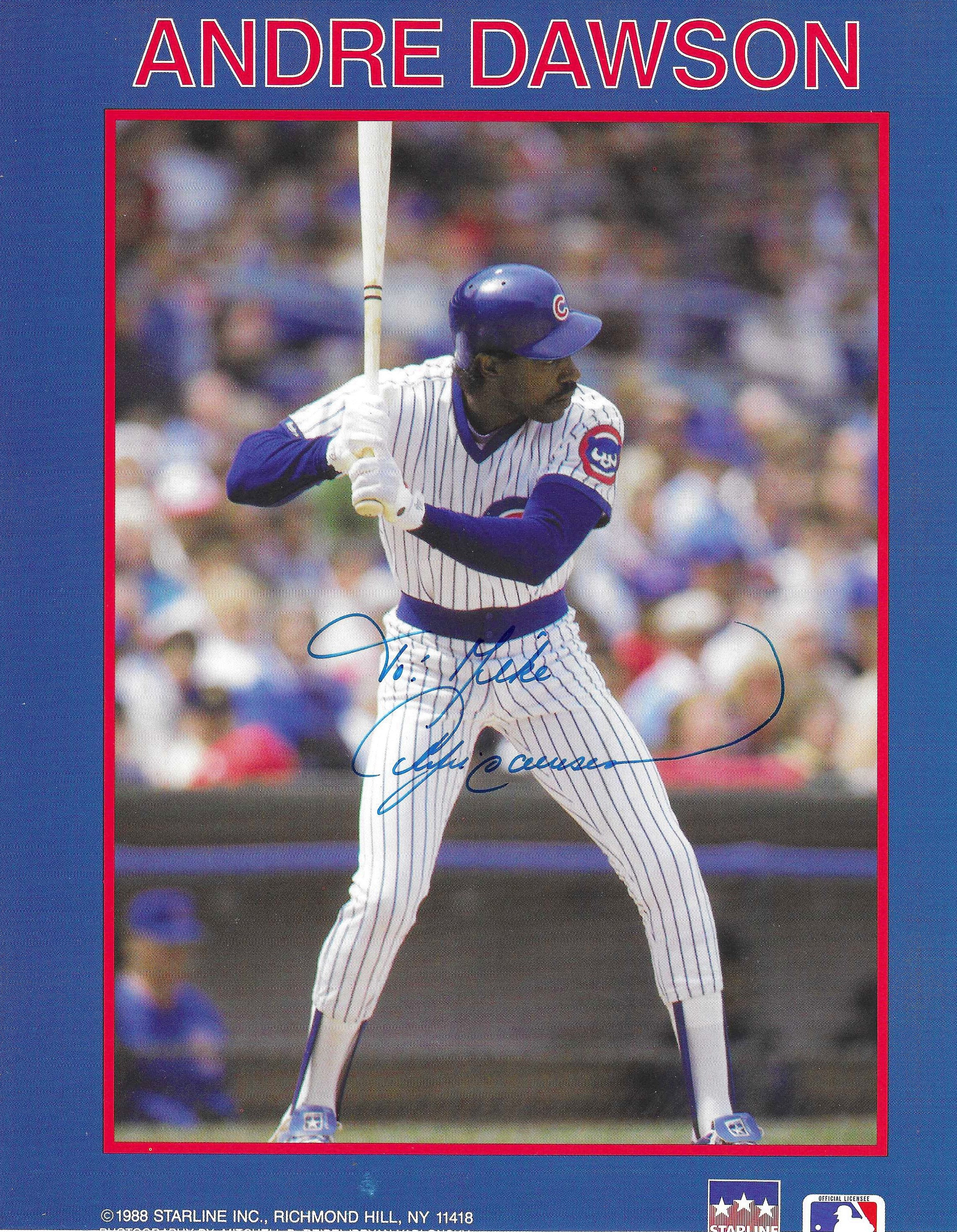 Andre Dawson Hall of Fame Signed 7.5x9.75 Starline Card 
