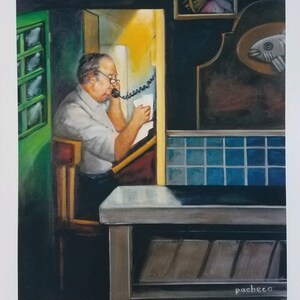 Ferdie Pacheco “Buster At His Fish Market” Ybor City, Signed A/P 23x17 Lithograph 1992