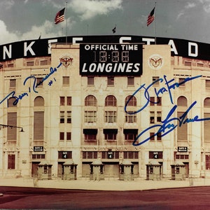 Bobby Richardson, Joe Pepitone, Tom Tresh, Yankee Stadium, Signed 8x10 Photograph