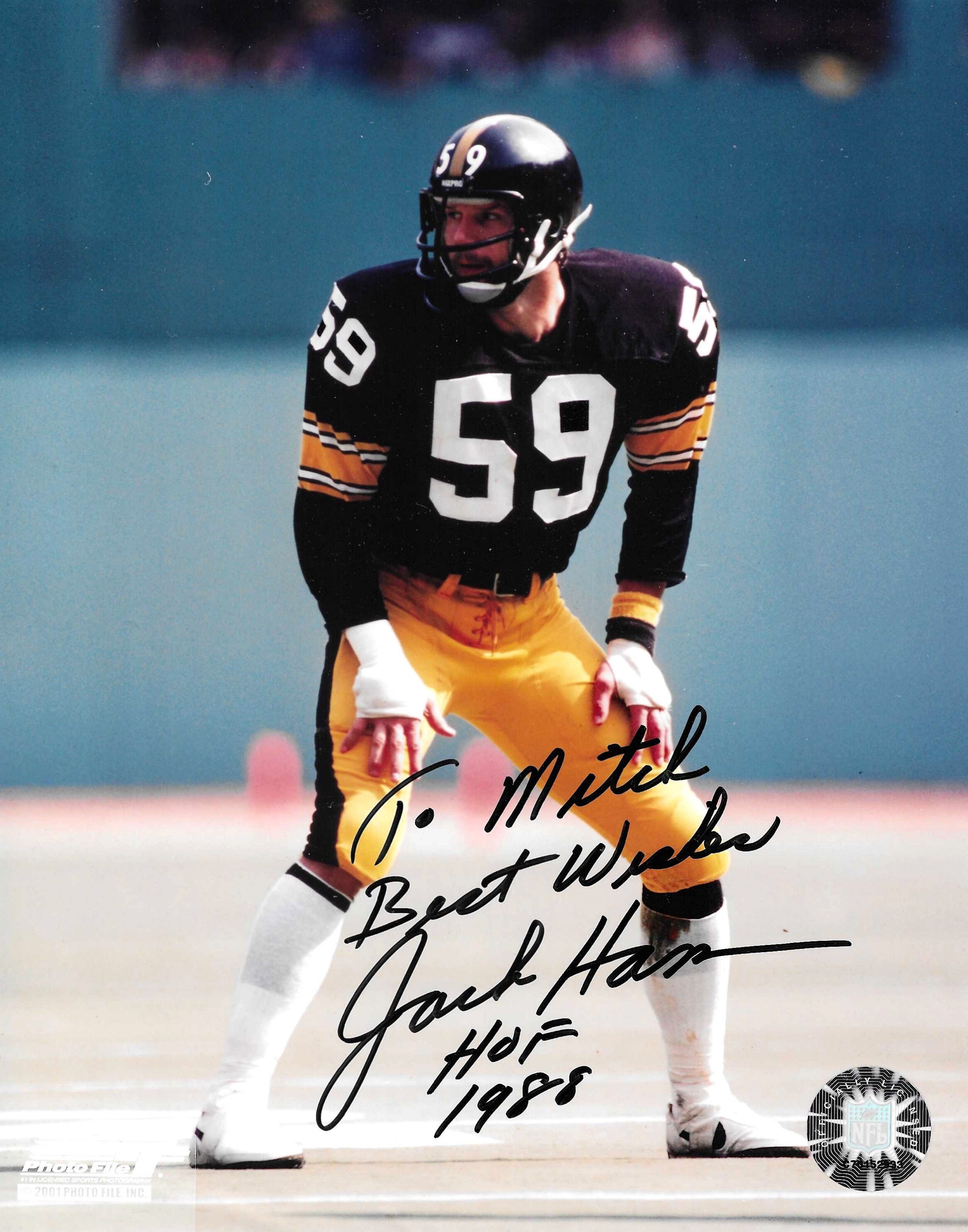 Autographed JACK HAM HOF 88 8X10 Pittsburgh Steelers Photo - Main