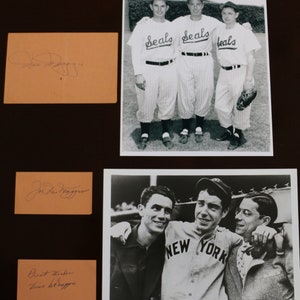 DiMaggio Brothers, Joe, Dom und Vince, signierte Karten von allen drei PLUS 2 nicht signierte Fotografien