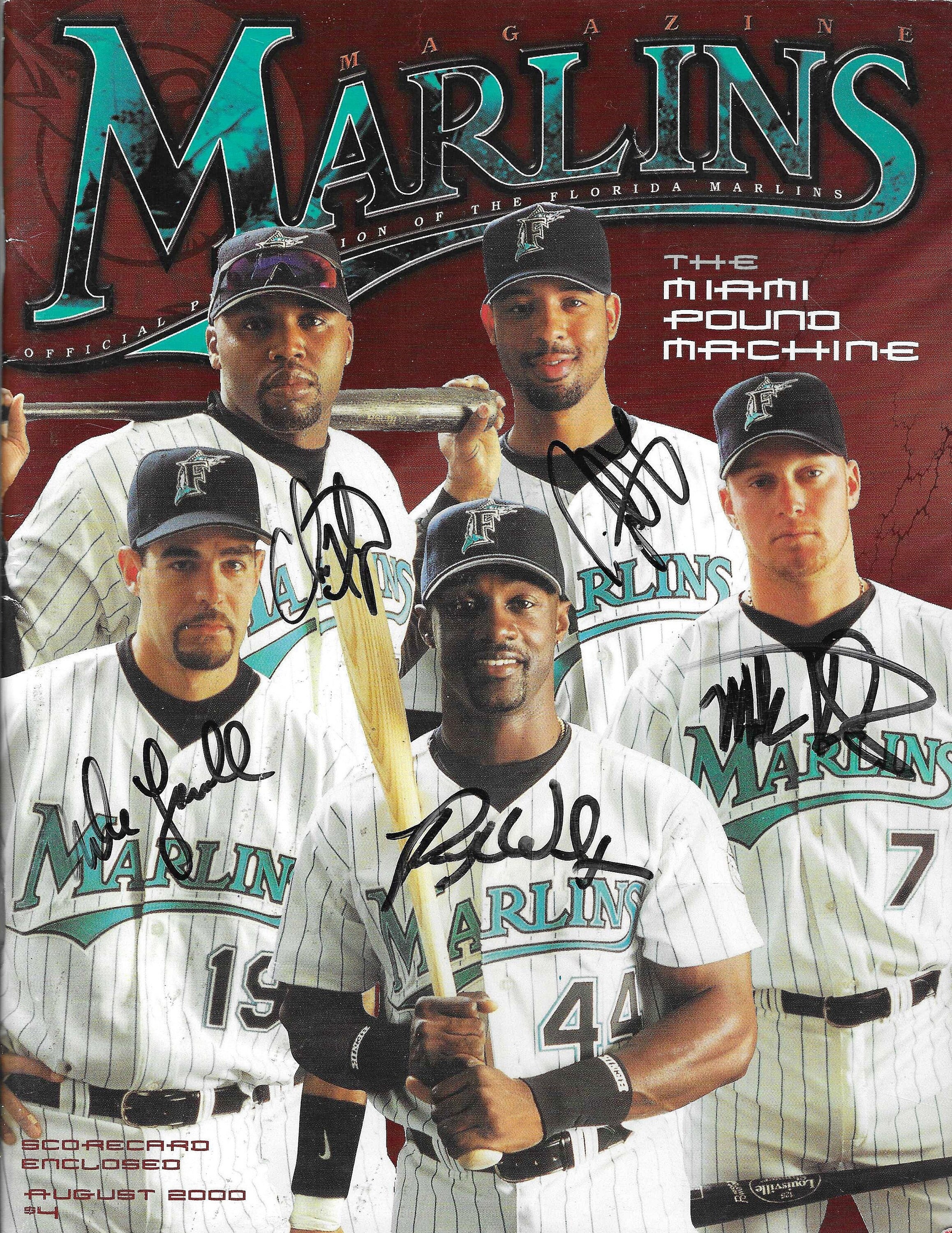 Cliff Floyd, Derek Lee, Mark Kotsay, Mike Lowell & Preston Wilson, Signed  Complete Marlins Magazine August 2000