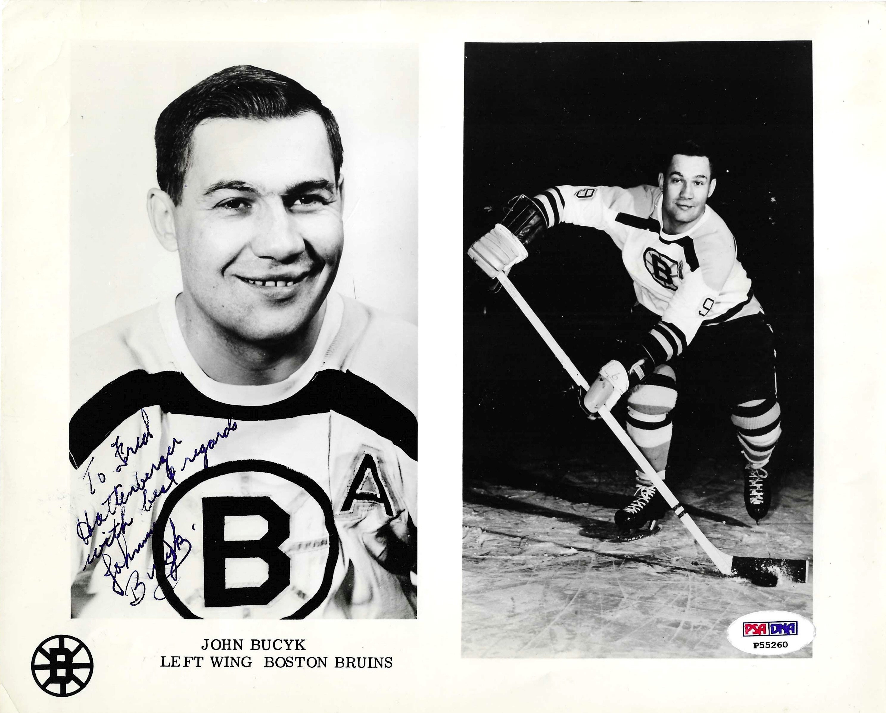 Johnny Bucyk Boston Bruins Autographed Hockey Jersey