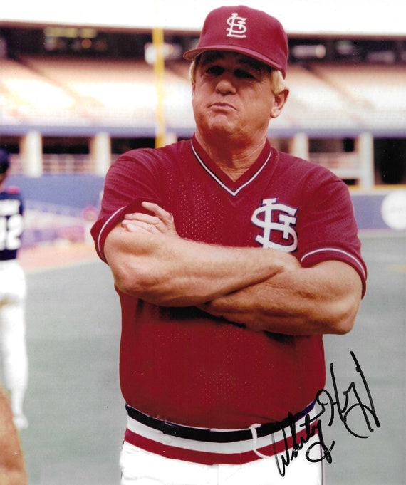 Whitey Herzog Hall of Fame St. Louis Cardinals Signed 8x9.5 
