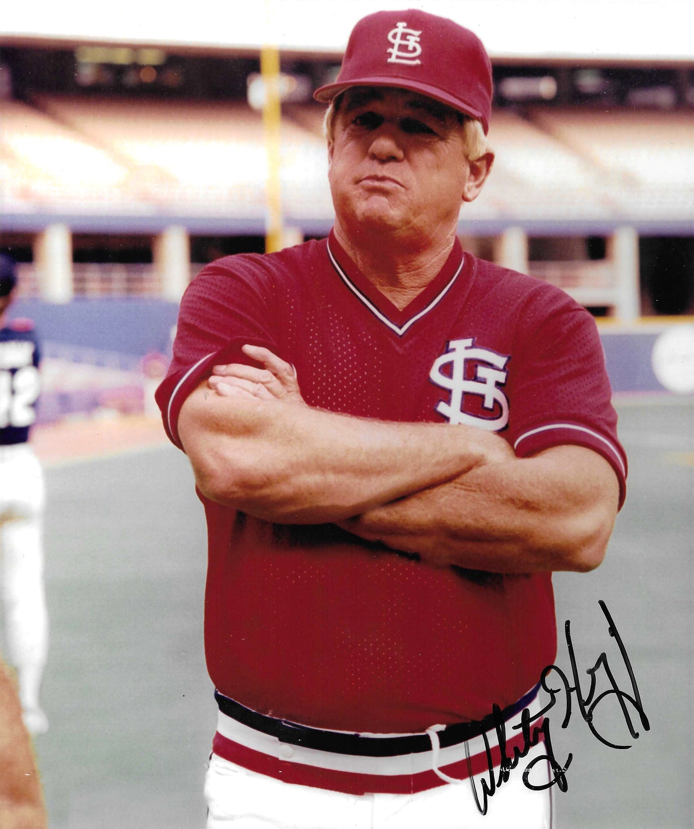 Whitey Herzog, Hall of Fame, St. Louis Cardinals, Signed 8x9.5 Photograph