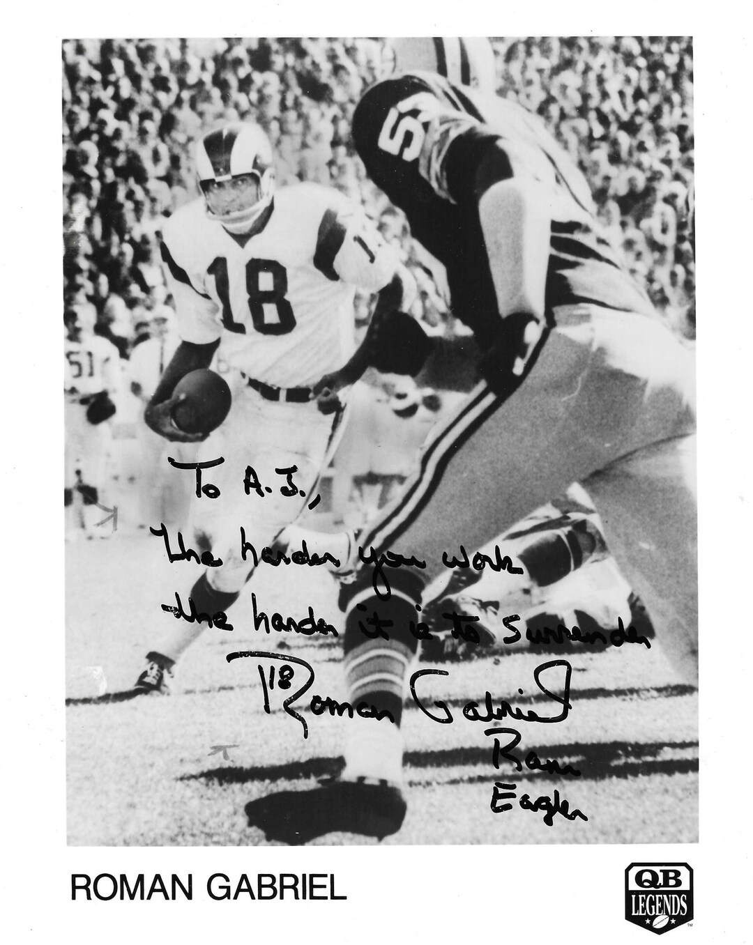 Roman Gabriel, NFL Quarterback, Signed 8x10 Photograph Etsy