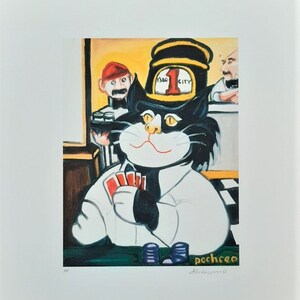 Ferdie Pacheco &quot;Trolley Kat Playing Cards&quot; Ybor City, Signed 16x14 Lithograph, 1980
