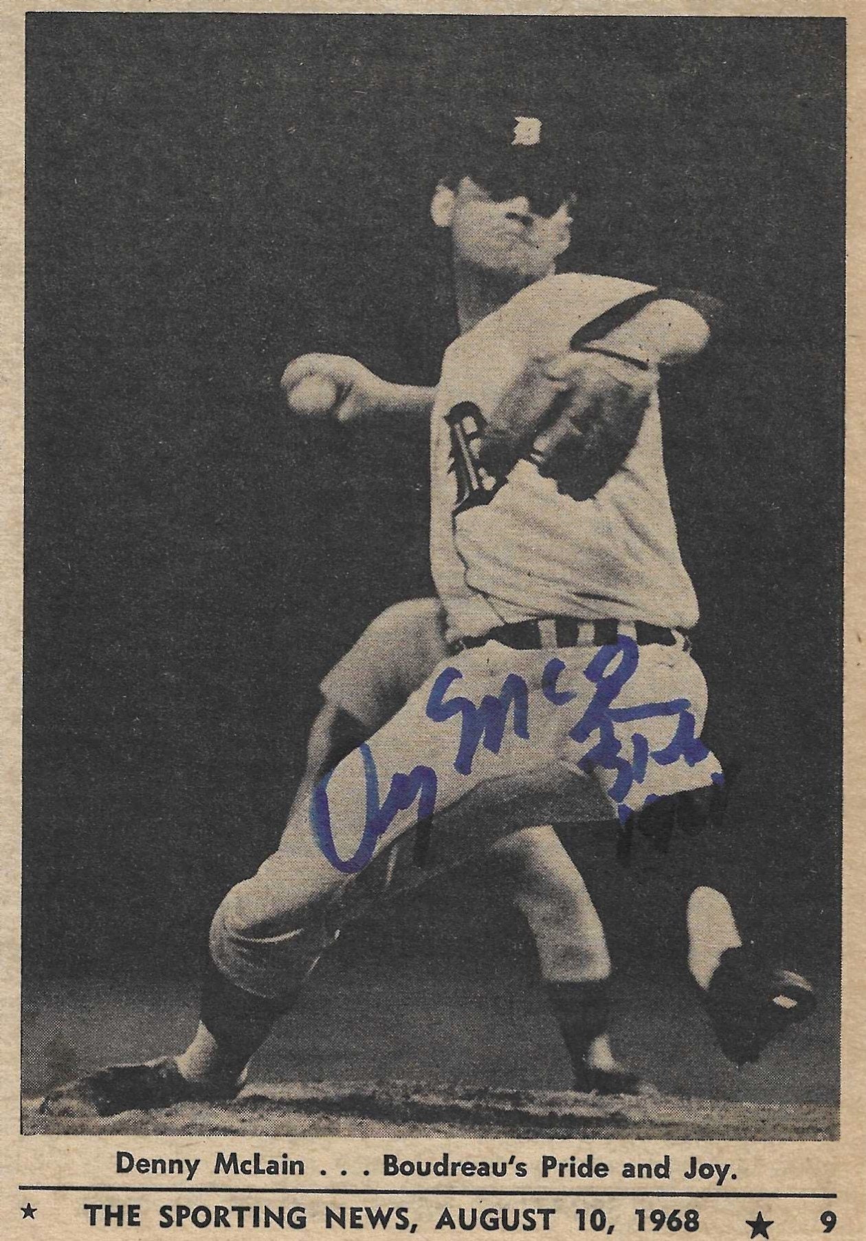 Denny Mclain Signed 4.25x6 Original Sporting News Clip 1968 