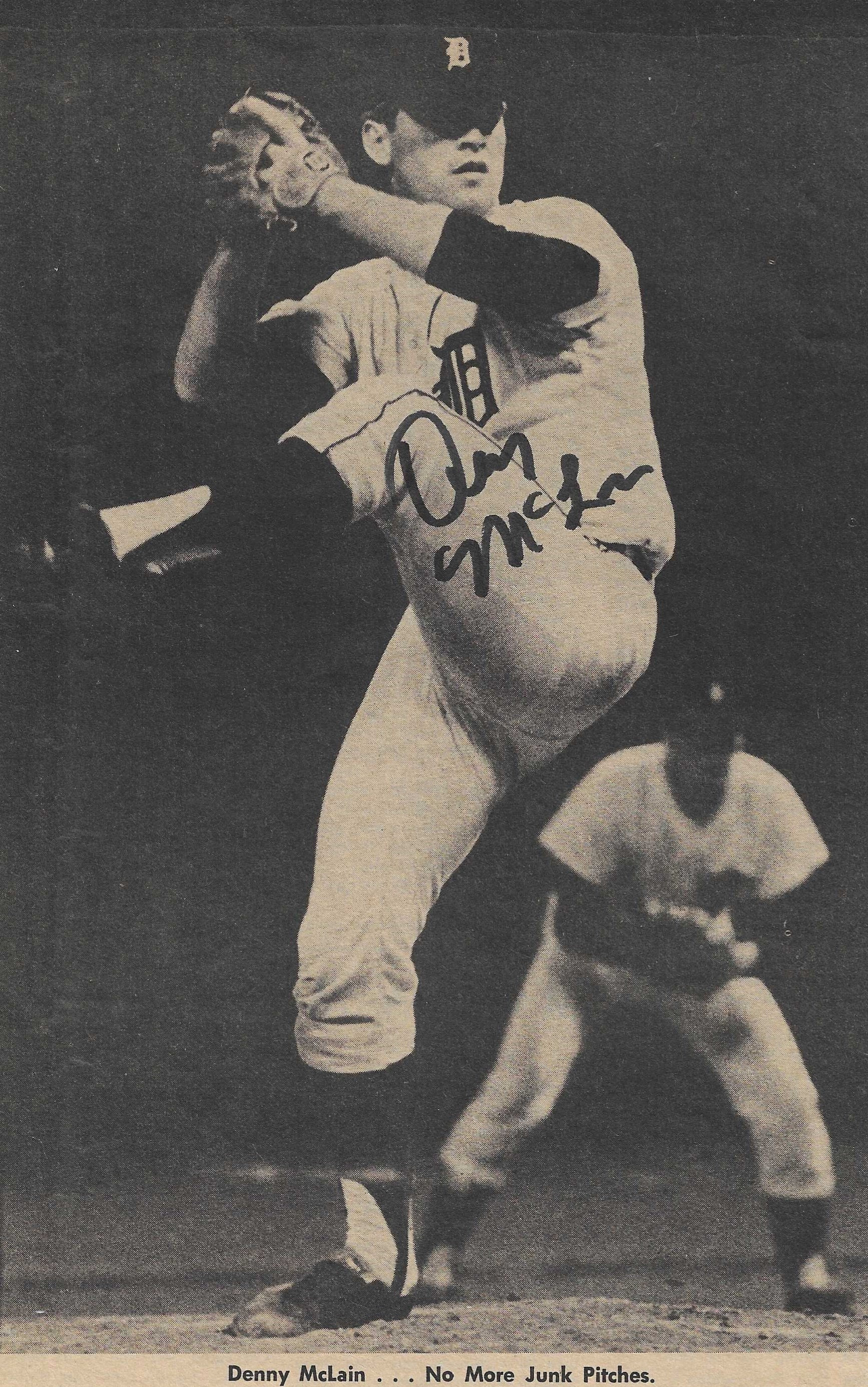 Denny McLain, Hall of Fame, Signed 9.5x6 Original Sporting News Clip 1968