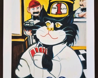 Ferdie Pacheco, Trolley Kat Playing Cards, Ybor City, Signed 21x17 Lithograph 1980