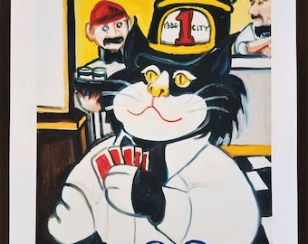 Ferdie Pacheco, Trolley Kat, karty do gry, Ybor City, litografia sygnowana 21x17, 1980