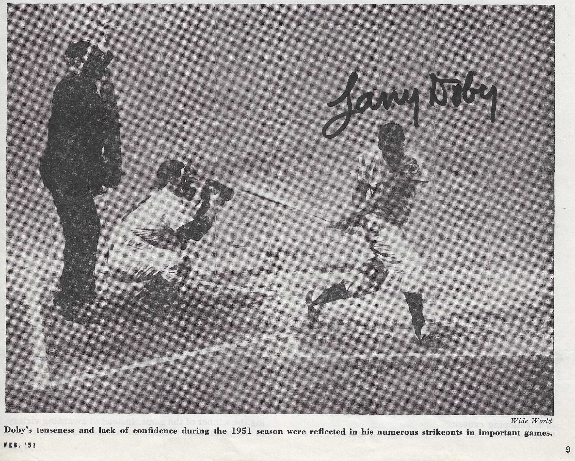 Larry Doby Hall of Fame Signed 6x7.5 Original Sport Magazine