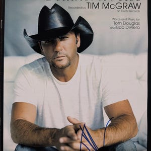 Tim McGraw signerad 9x12 "Southern Voice" 6-sidig notutgivning
