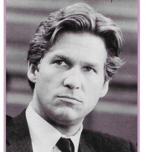Jeff Bridges, carte de collection hollywoodienne recto-verso 5 x 7 pouces signée