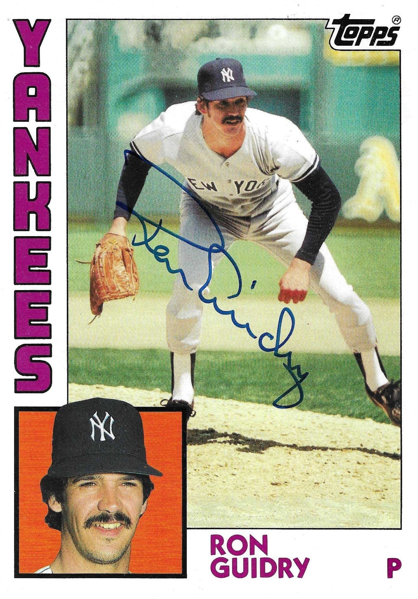 Ron Guidry Hall of Fame Signed 5x7 Topps Card 1984 -  Denmark