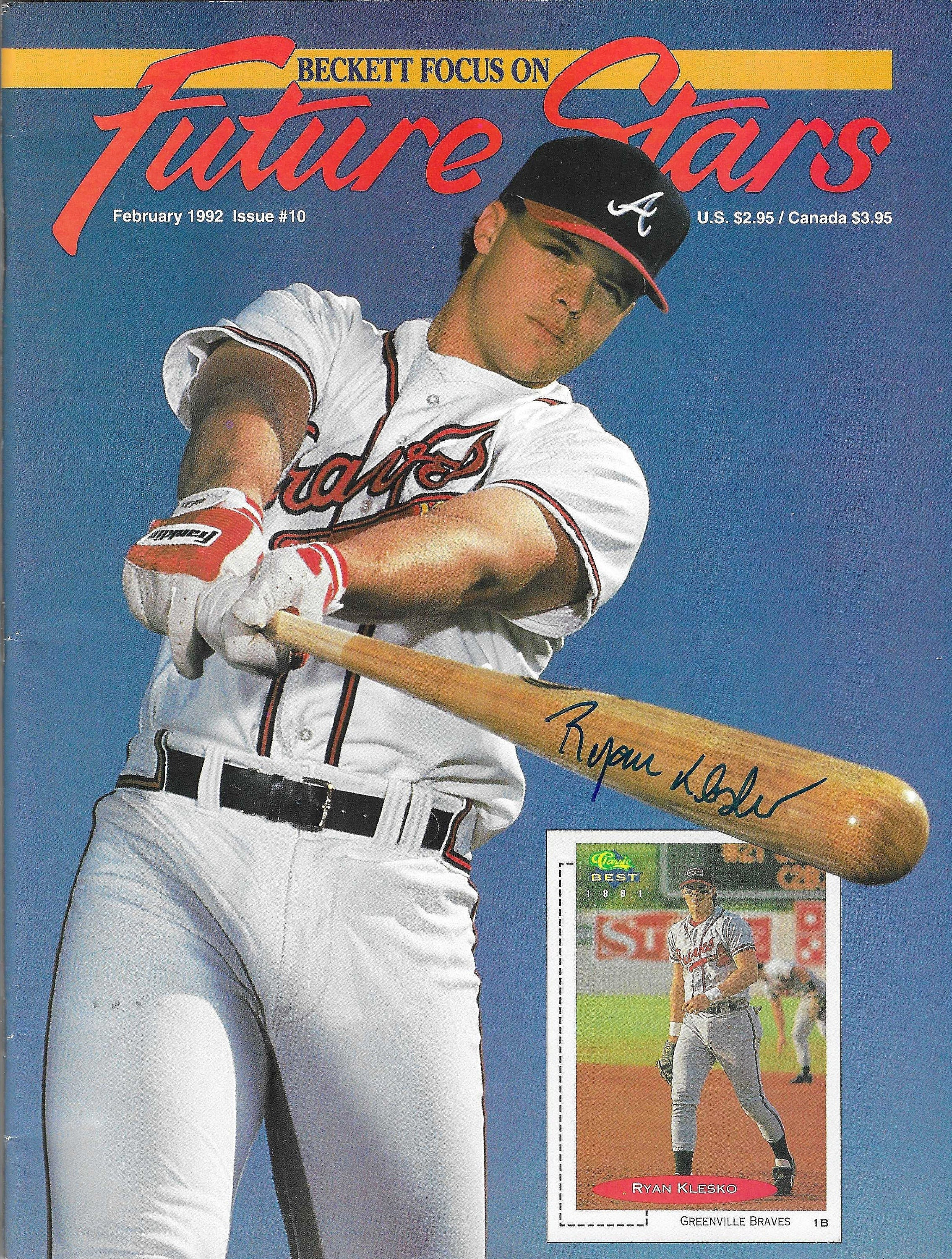 Ryan Klesko Atlanta Braves Signed Complete February 1992 