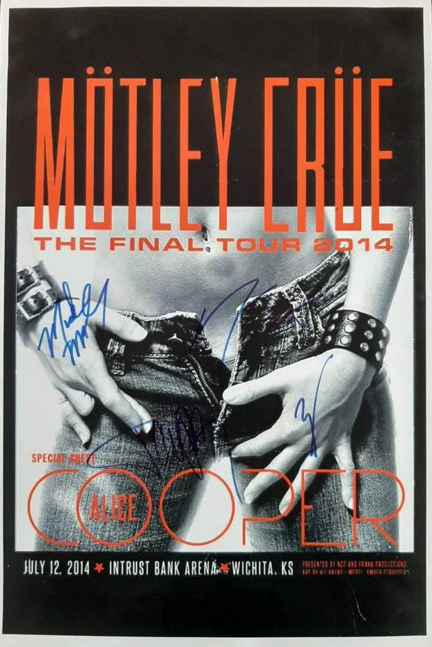 Motley Crue, the Final Tour, Hand Signed 12x18 Poster by All 4