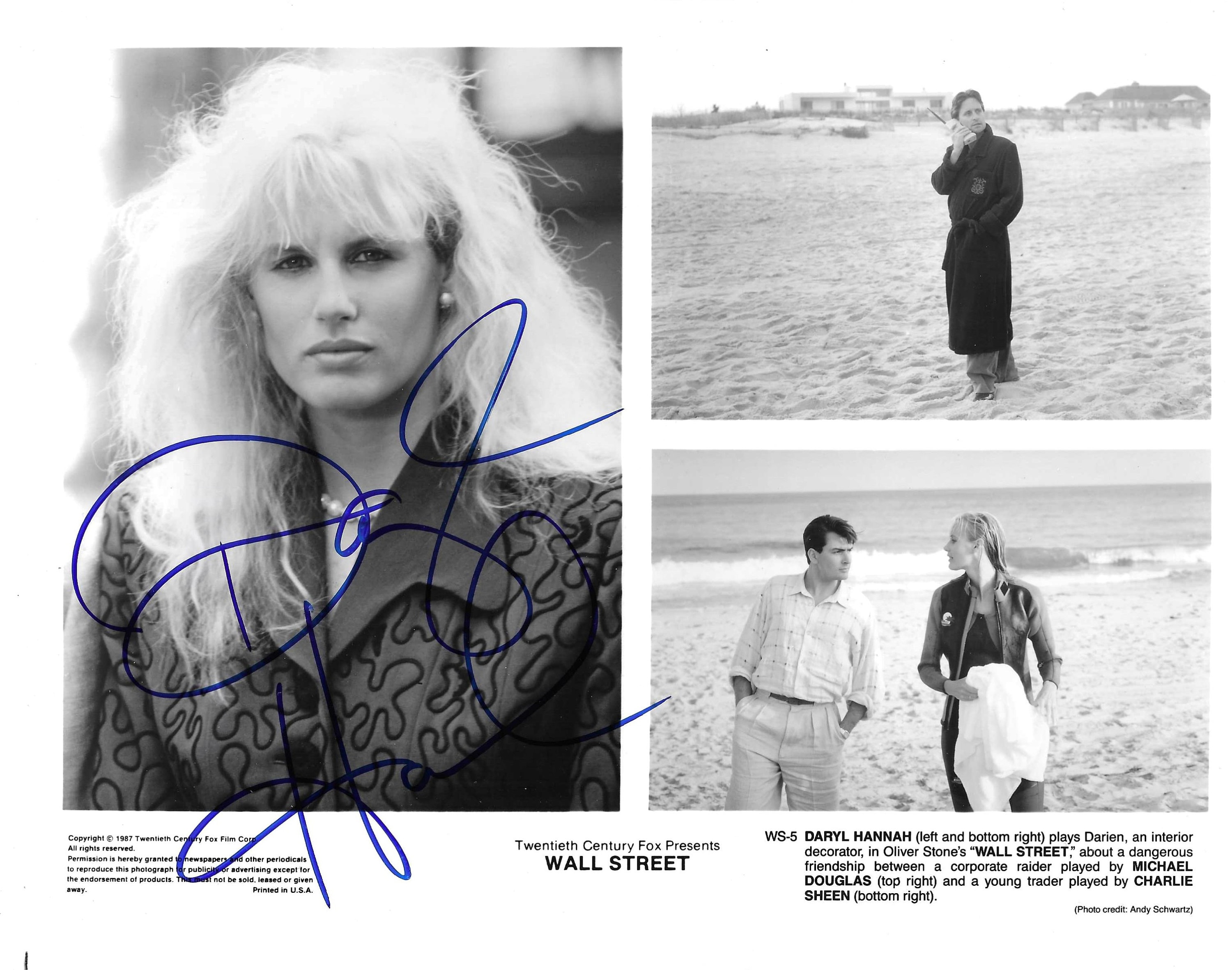 Daryl Hannah, Wall Street, Signed 8x10 Photograph