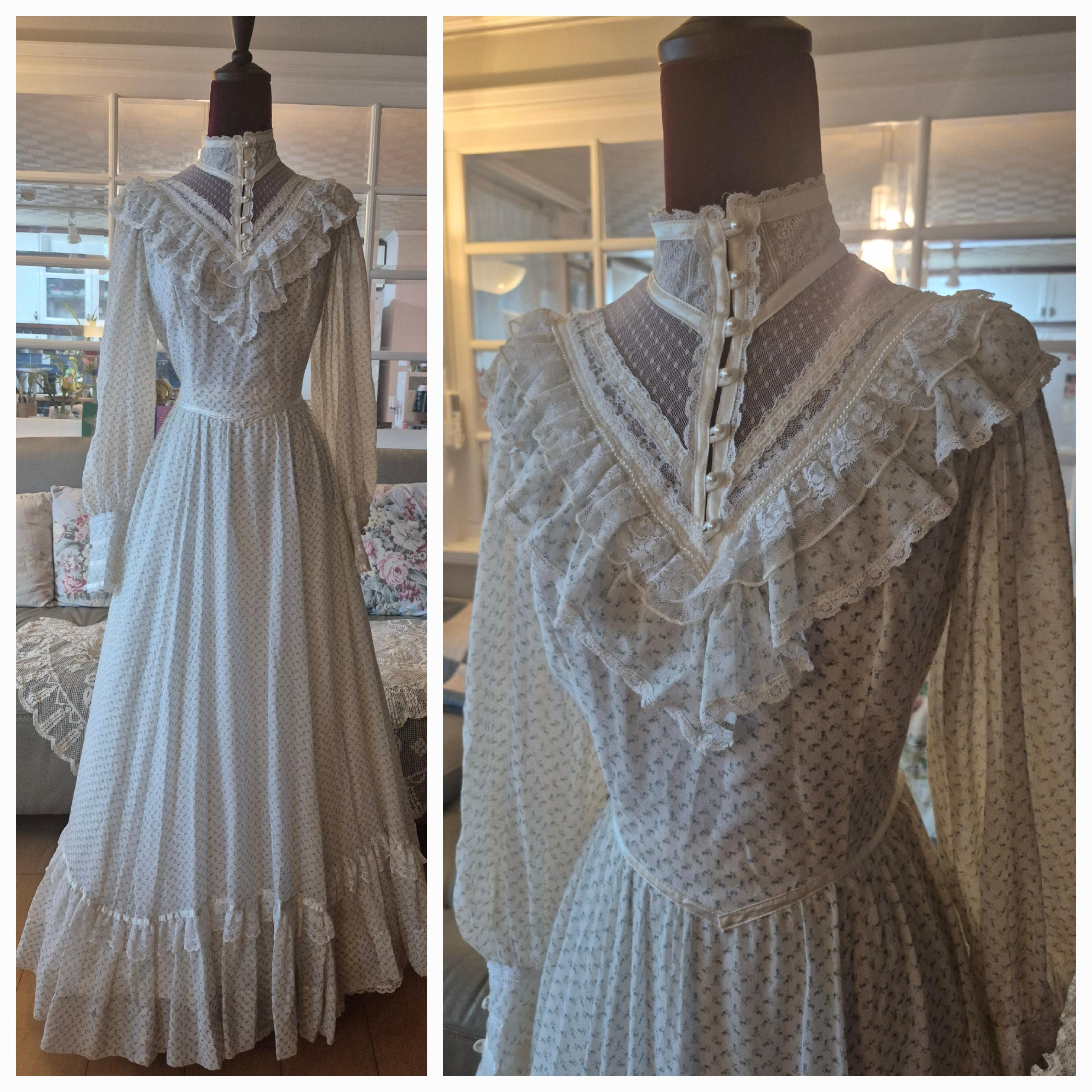 ヴィンテージドレス gunne sax 風 70's GUNNE SAX Flare Sleeve Flower Pattern Maxi Dress