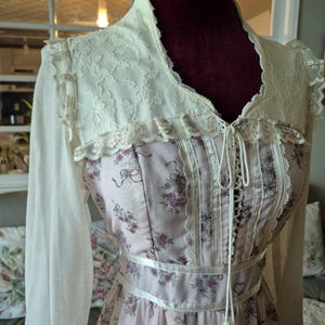Floral Gunne Sax dress, corset gunnesax vintage dress, Prairie dress, lolita dress, 70&#39;s dress, engagement dress, ceremony dress, prom dress