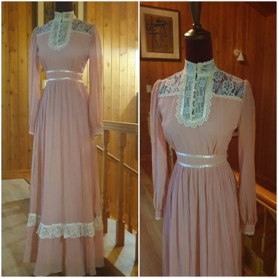 Gunnesax dress, pink gunne sax, 70s vintage gunne… - image 1