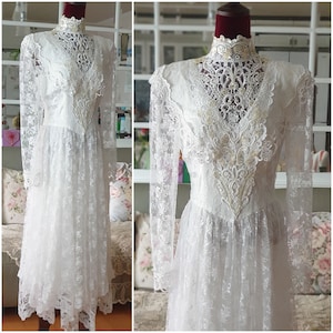 Jessica McClintock Gunne sax dress, lace wedding dress, Prairie dress, bridal lace gown, gunne sax, vintage wedding gown, prom party dress