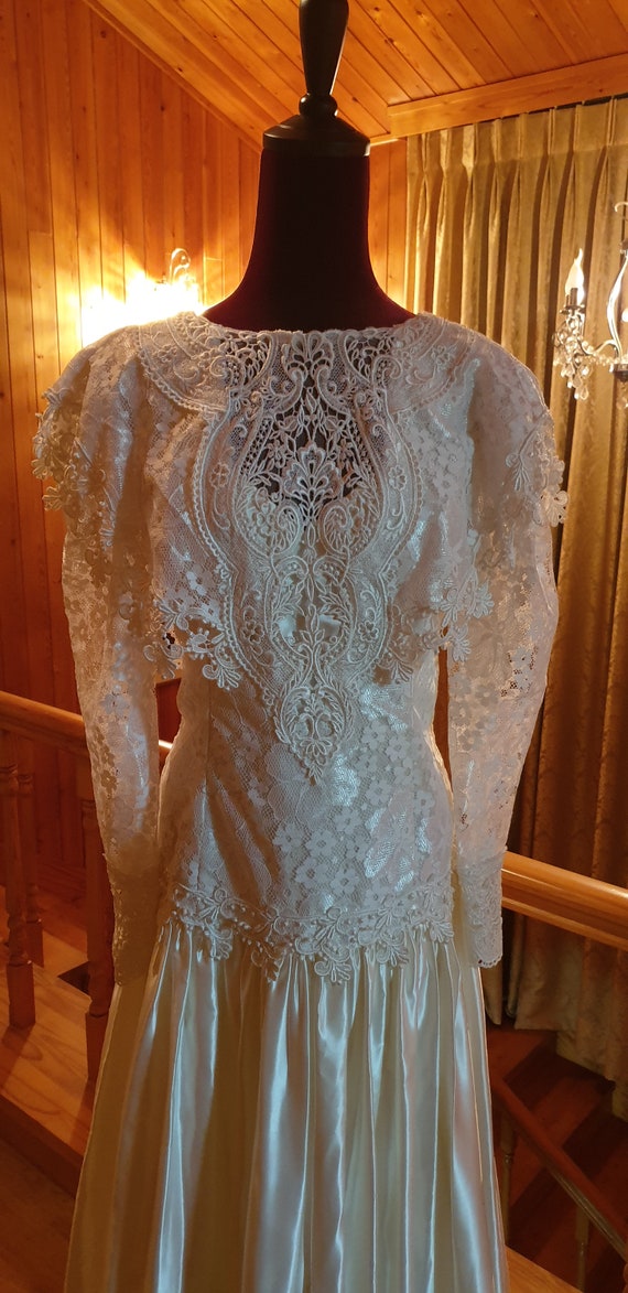 Jessica Mcclintock Vintage Wedding Dress, Gunnesax Dress, Satin 
