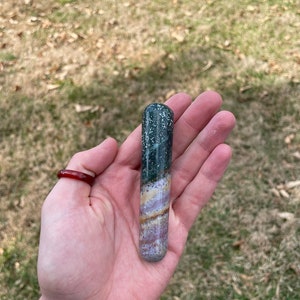Stone Massage Wand - Bloodstone/Heliotrope, Unakite, Red Jasper, Rhodochrosite, Iolite