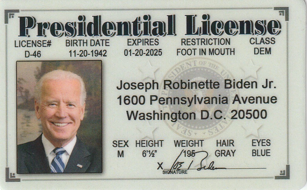 President Joseph Biden JR Washington DC ID Card Etsy