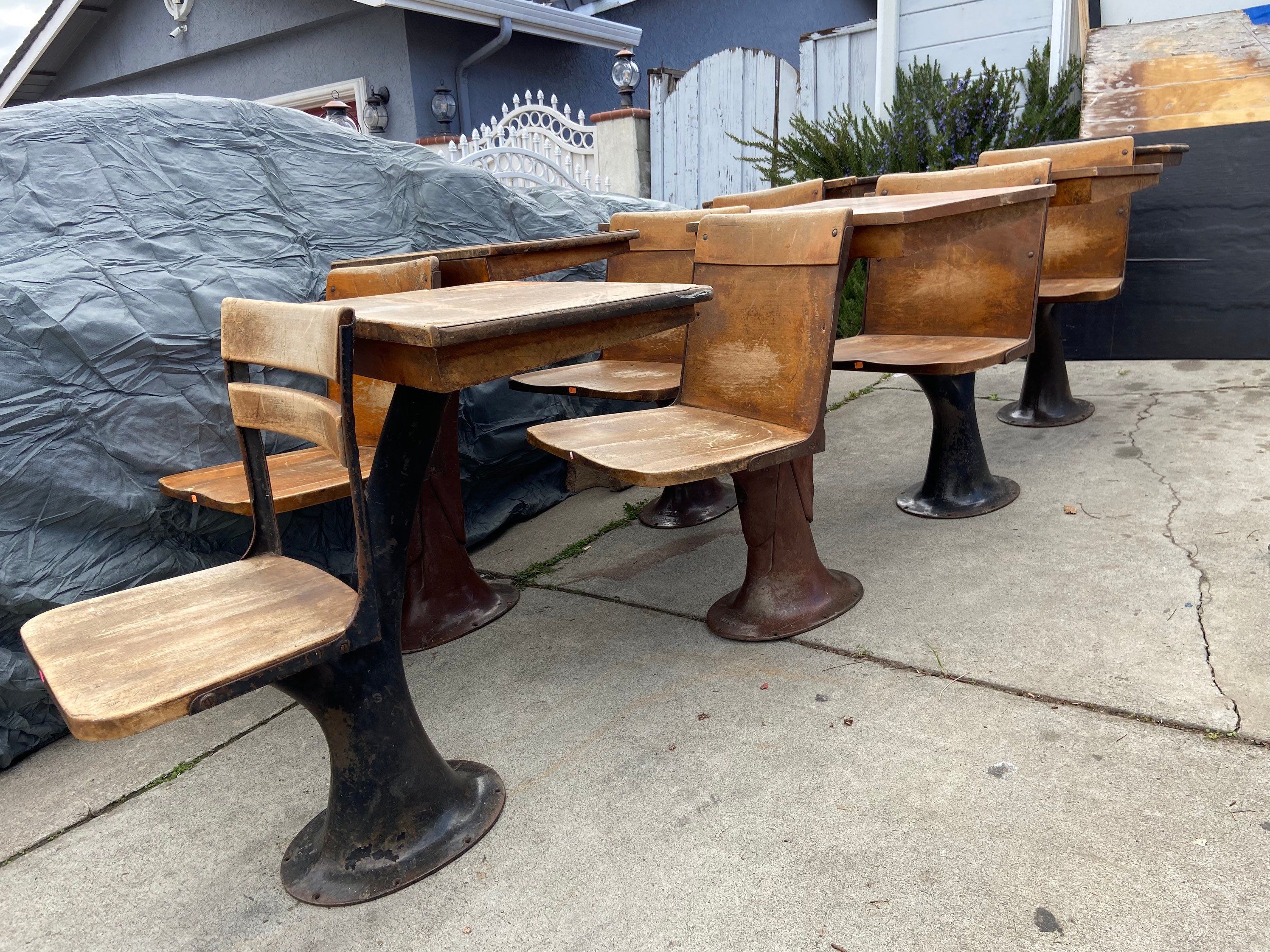 1920s Antique School Desks Chairs Etsy